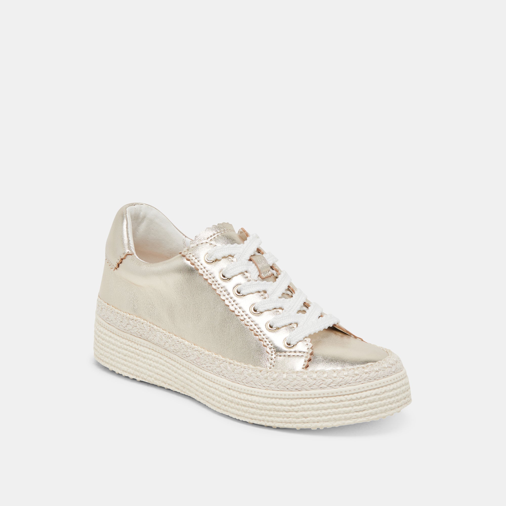 LENNIX Light Gold Metallic Leather Sneakers - Stylish & Comfortable Women's Shoes for Casual Wear, Running & Gym Workouts