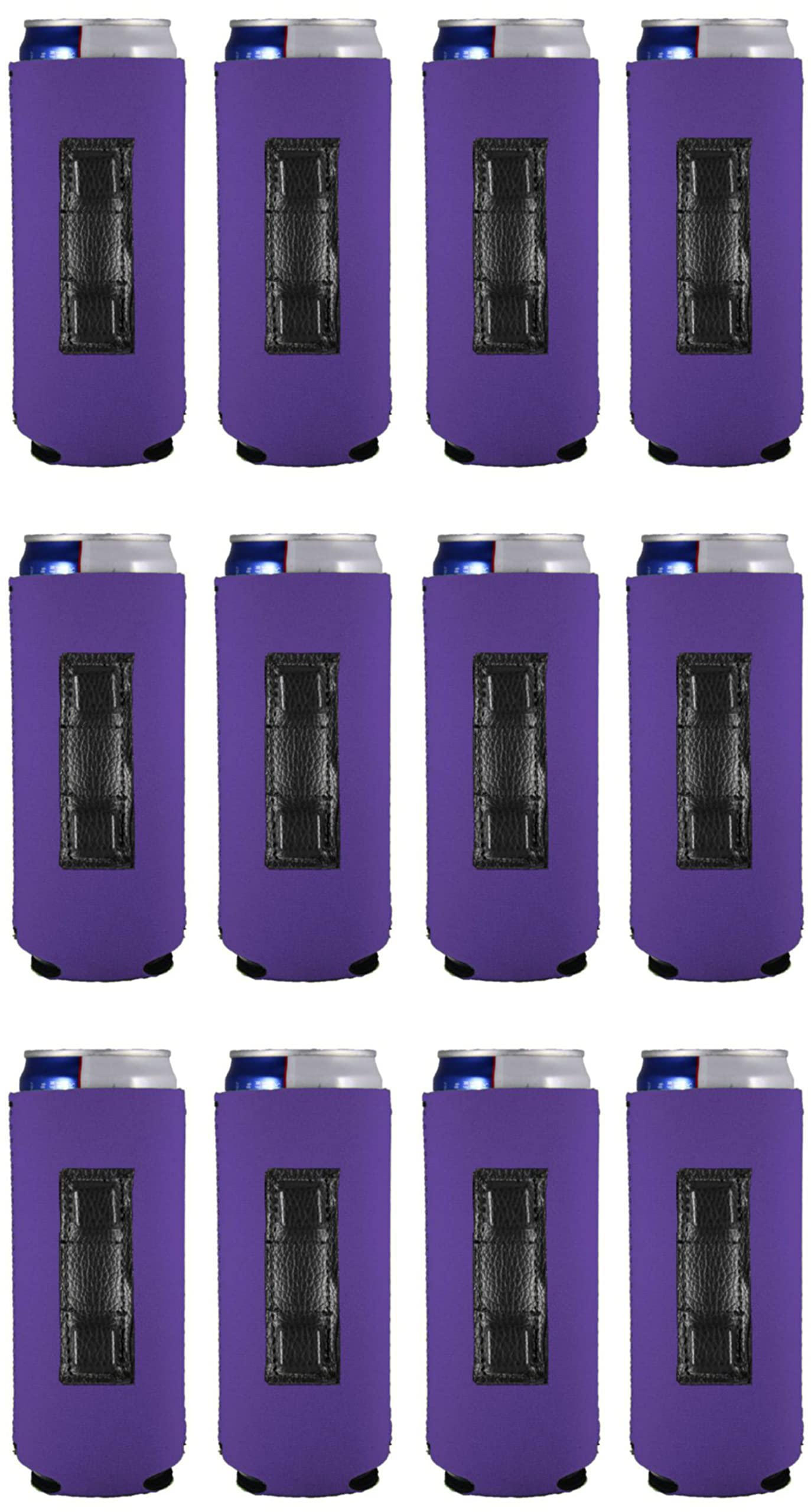 12 Pack Purple Blank Magnetic Slim Can Coolers - Insulated Beverage Sleeves for Beer, Soda & Energy Drinks - Perfect for Parties, BBQs, Tailgating & Outdoor Events