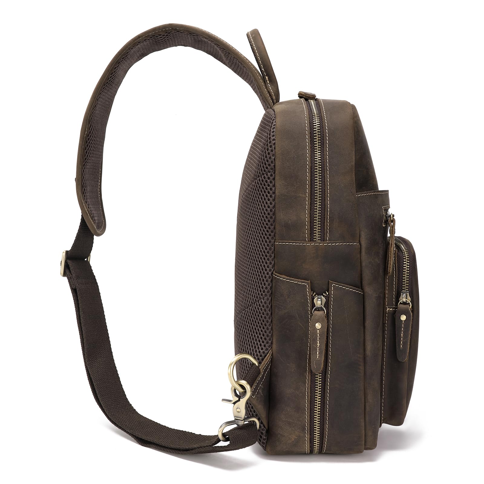 Premium Full Grain Leather Sling Chest Bag for 12.9