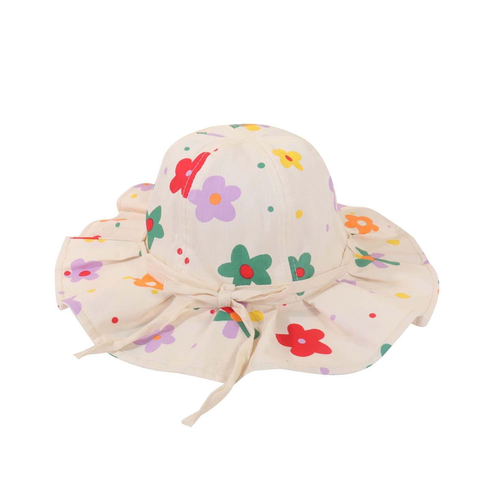 Breathable Baby Summer Bucket Hat with Cartoon Bow & Ruffles - UV Protection Sun Hat for Toddler Girls - Perfect for Beach, Outdoor Play & Sun Protection