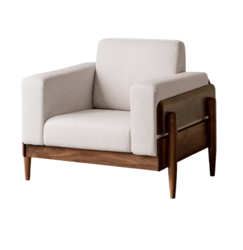 Premium Black Walnut Solid Wood Upholstered Fabric Sofa - Modern Living Room Furniture for Home, Office & Lounge Comfort
