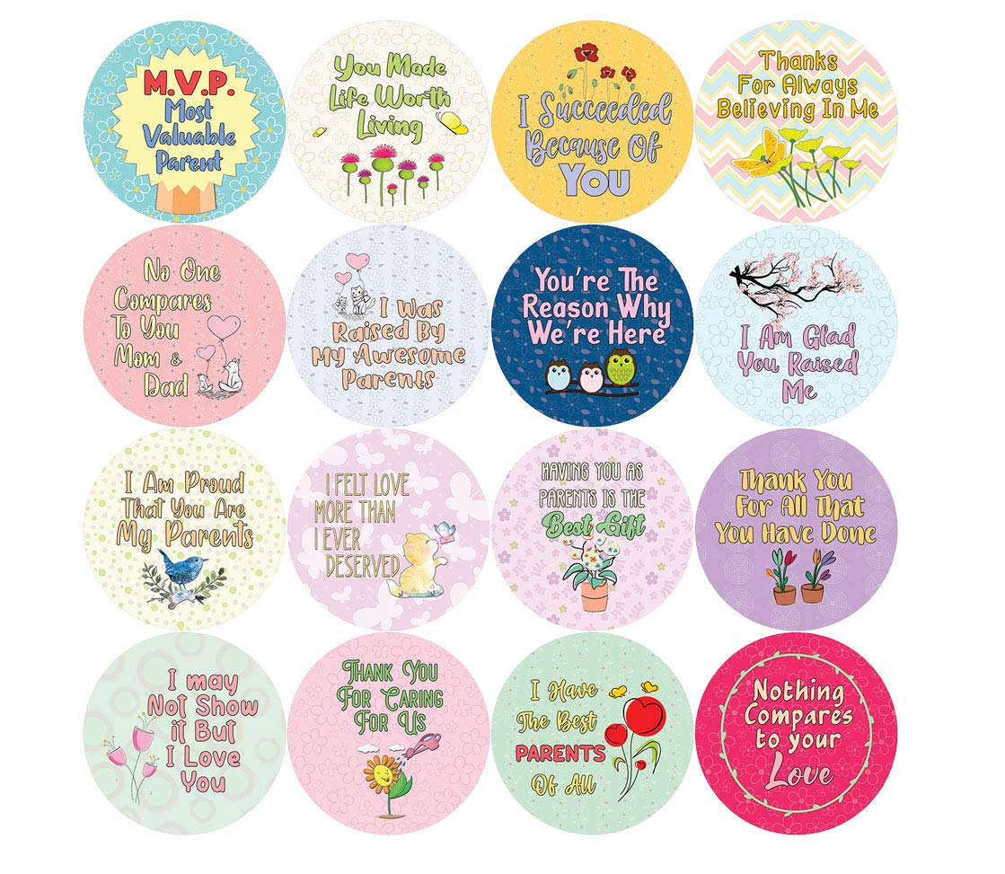 Creanoso Premium Parents Appreciation Stickers (5-Sheet Pack) - High Quality Thank You Stickers for Kids, Teens & Adults - Perfect for Stocking Stuffers, Corporate Gifts, Party Favors & Teacher Appreciation - Great for Scrapbooking, DIY Projects & Personalizing Gifts