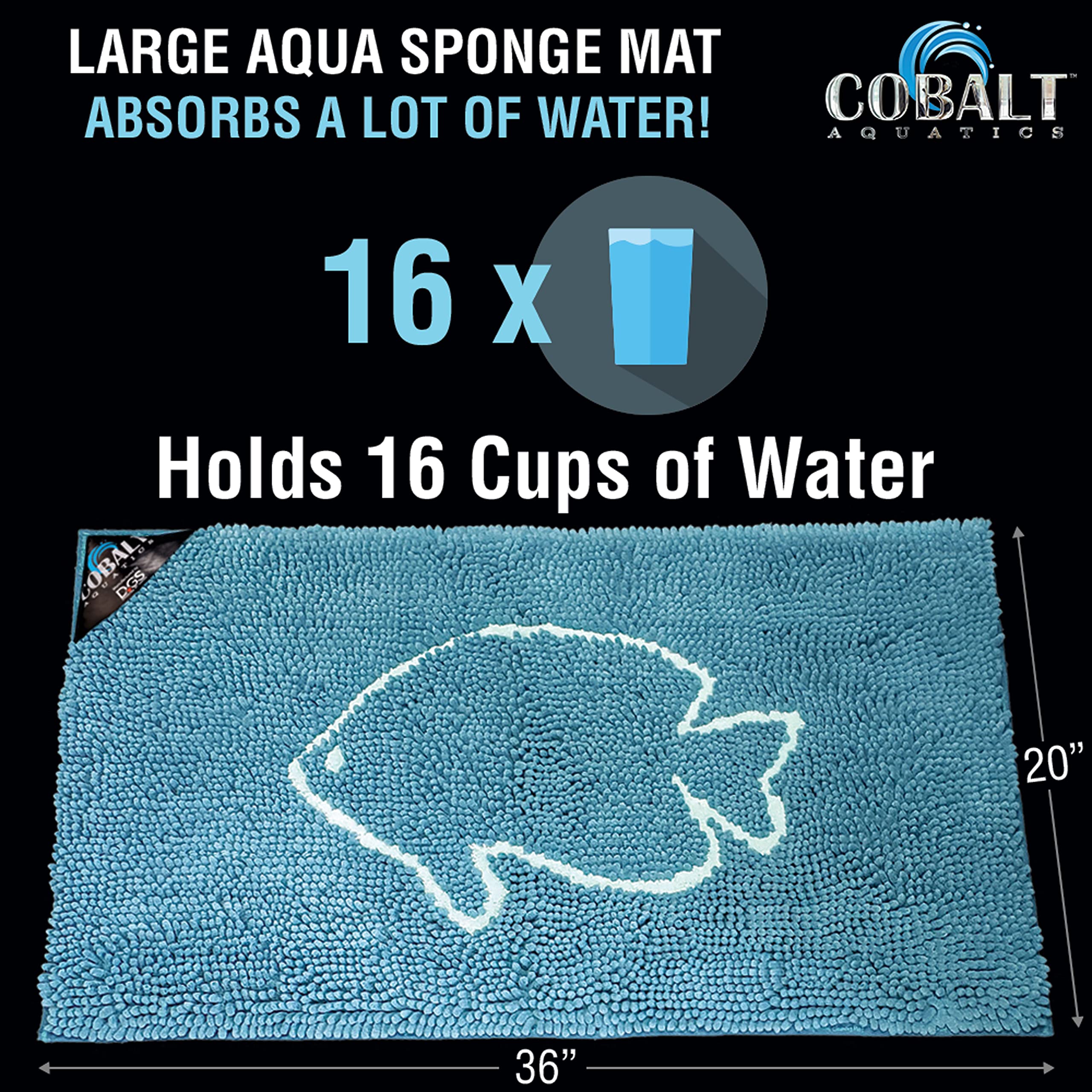 Premium Aquarium Sponge Mat (20x36 Inch) - Super Absorbent Microfiber, Non-Slip Waterproof Pad for Fish Tank Maintenance - Keep Tanks Dry & Clean - Perfect for Aquarium Stands, Countertops & Wet Areas