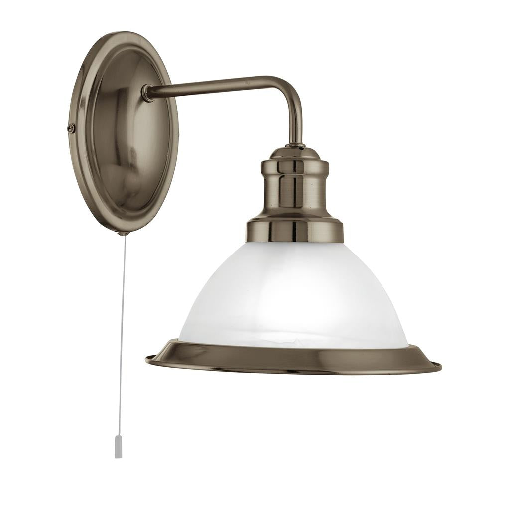 1Lt Bistro Wall Light in Antique Brass or Satin Silver - Perfect for Restaurant, Cafe and Home Decor Lighting