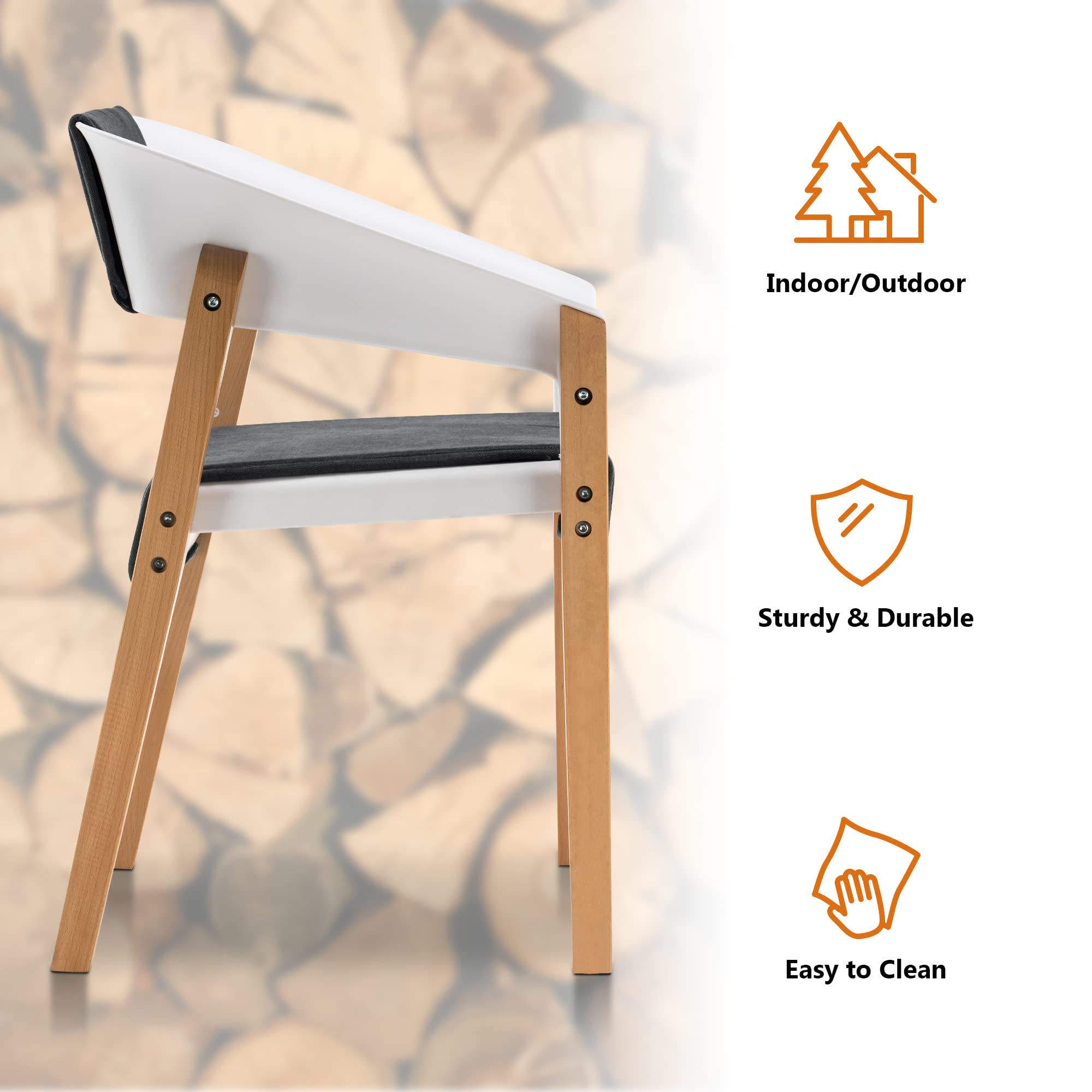 ivinta Patio Dining Chairs Set of 2 - Indoor Outdoor Chairs with Ergonomic Design & Solid Wood Legs for Living Room, Restaurant, Garden - Perfect for Backyard BBQs, Poolside Lounging & Outdoor Entertaining