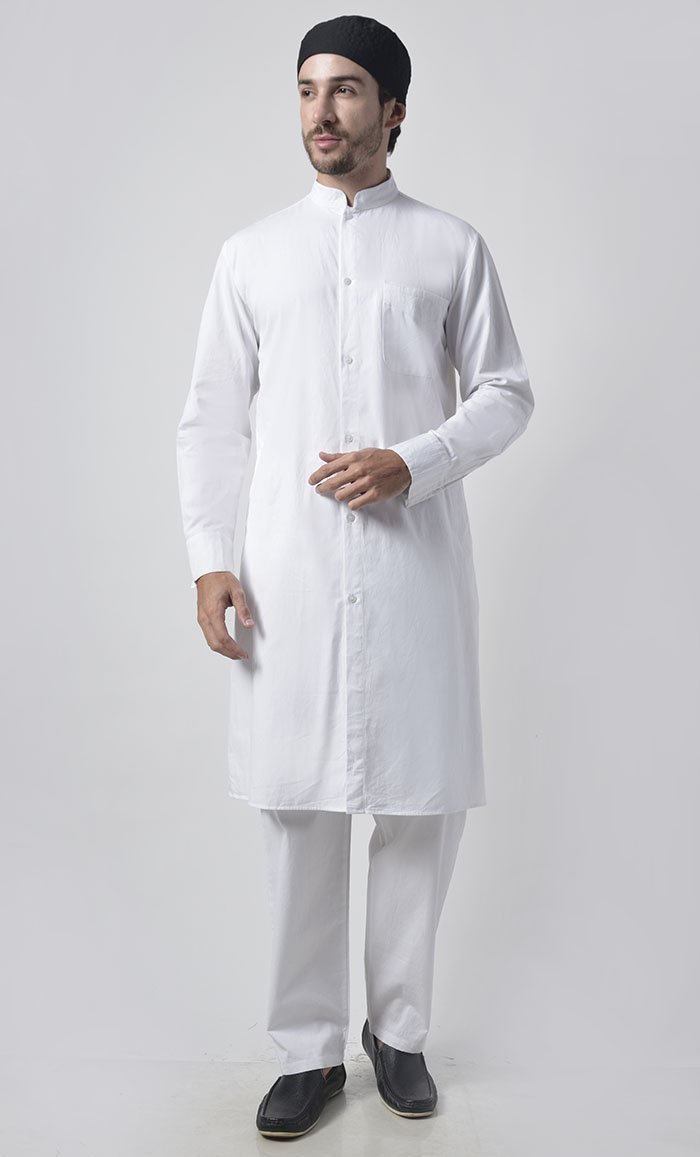 Men's Casual Button Down Cotton Tunic Set - Breathable Long Sleeve Shirt & Pants Outfit for Everyday Wear | Perfect for Work, Travel & Relaxation