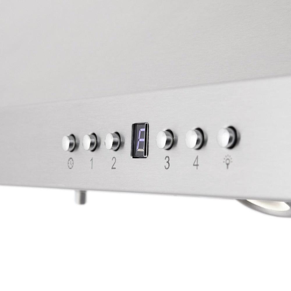 ZLINE GL1iCRN BT Stainless Steel Ducted Vent Island Mount Range Hood with Built-in CrownSound Bluetooth Speakers - Professional Kitchen Ventilation for Home Chefs & Entertaining