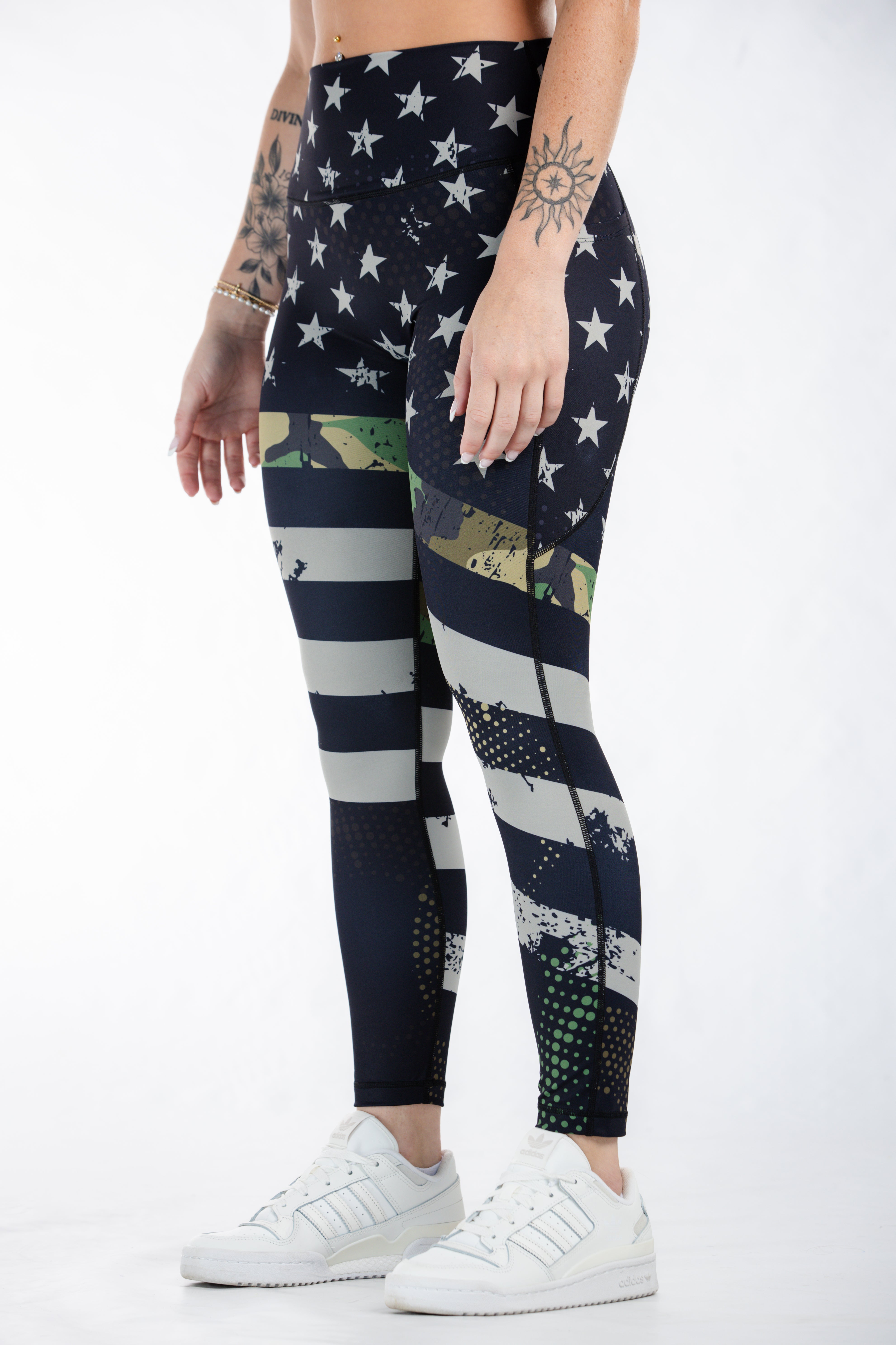 Empowered Camo Leggings for Women - High Waisted Yoga Pants with Pockets - Perfect for Workouts, Running & Casual Wear