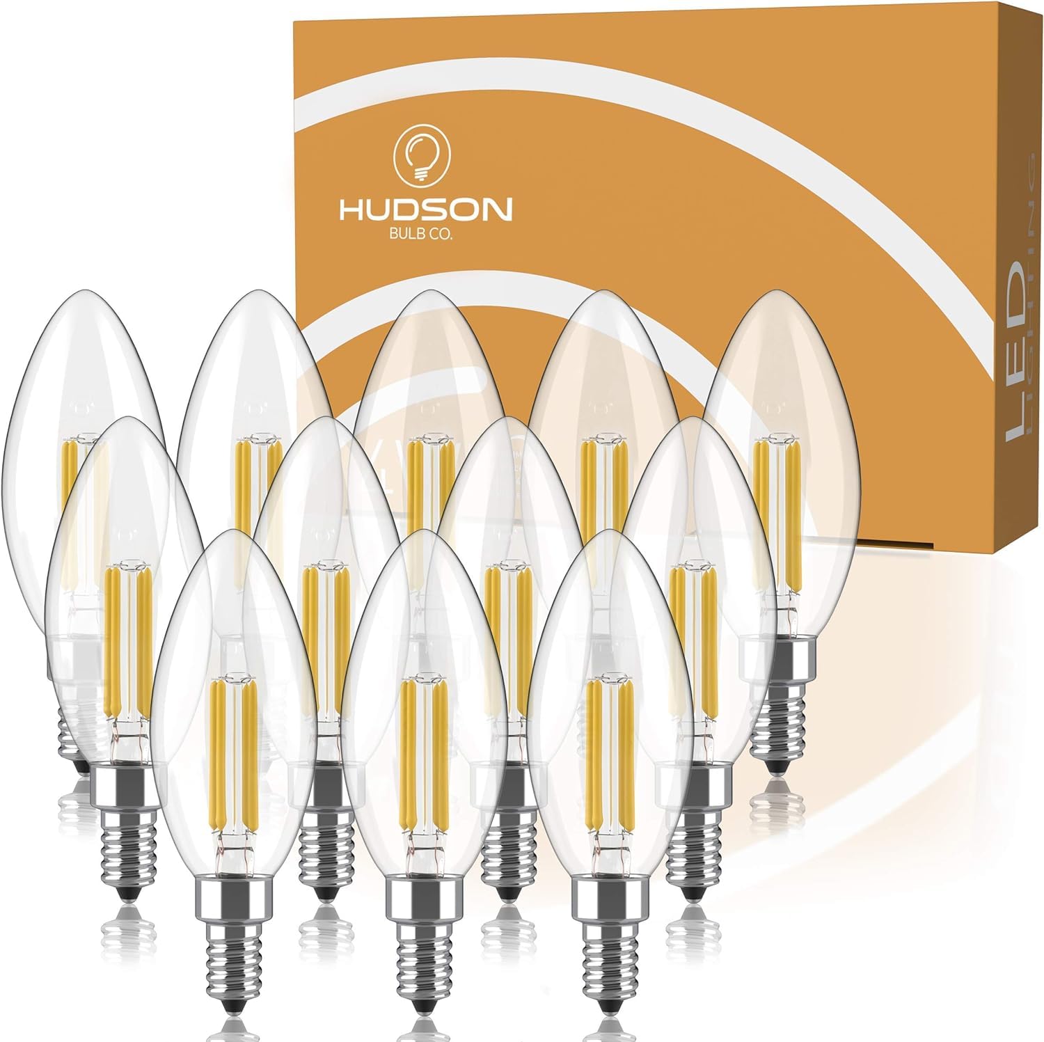 Dimmable E12 LED Candelabra Bulb Set - 4W (40W Equivalent) 2700K Warm White Vintage Style Candle Light Bulbs - Pack of 12 - Perfect for Chandeliers, Ceiling Fans, Wall Sconces, Desk Lamps & Porch Lighting - Creates Cozy Ambiance for Dining Rooms, Bedrooms & Outdoor Spaces