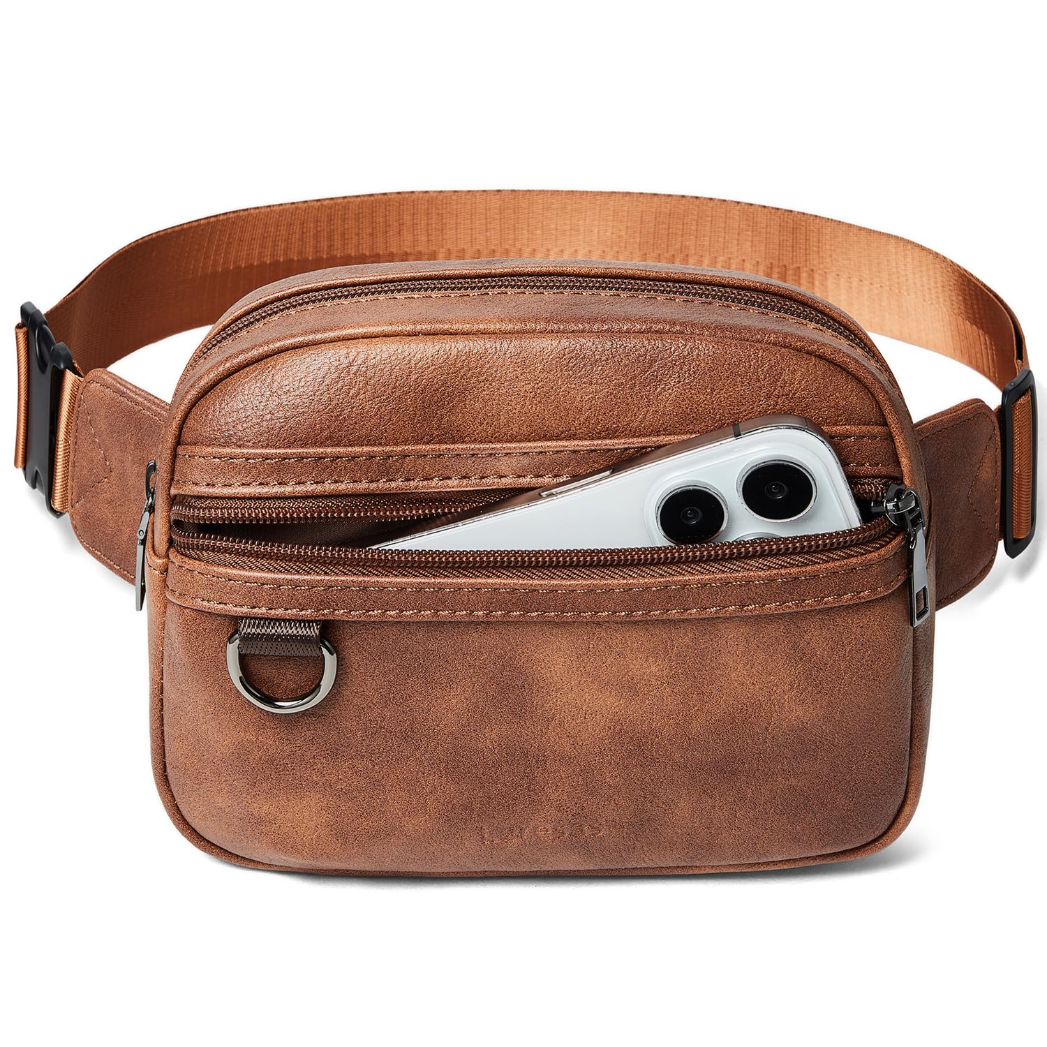 2L Vegan Leather Fanny Pack for Women & Men - Stylish Waist Bag, Crossbody Chest Pack for Travel, Hiking & Everyday Use - Brown
