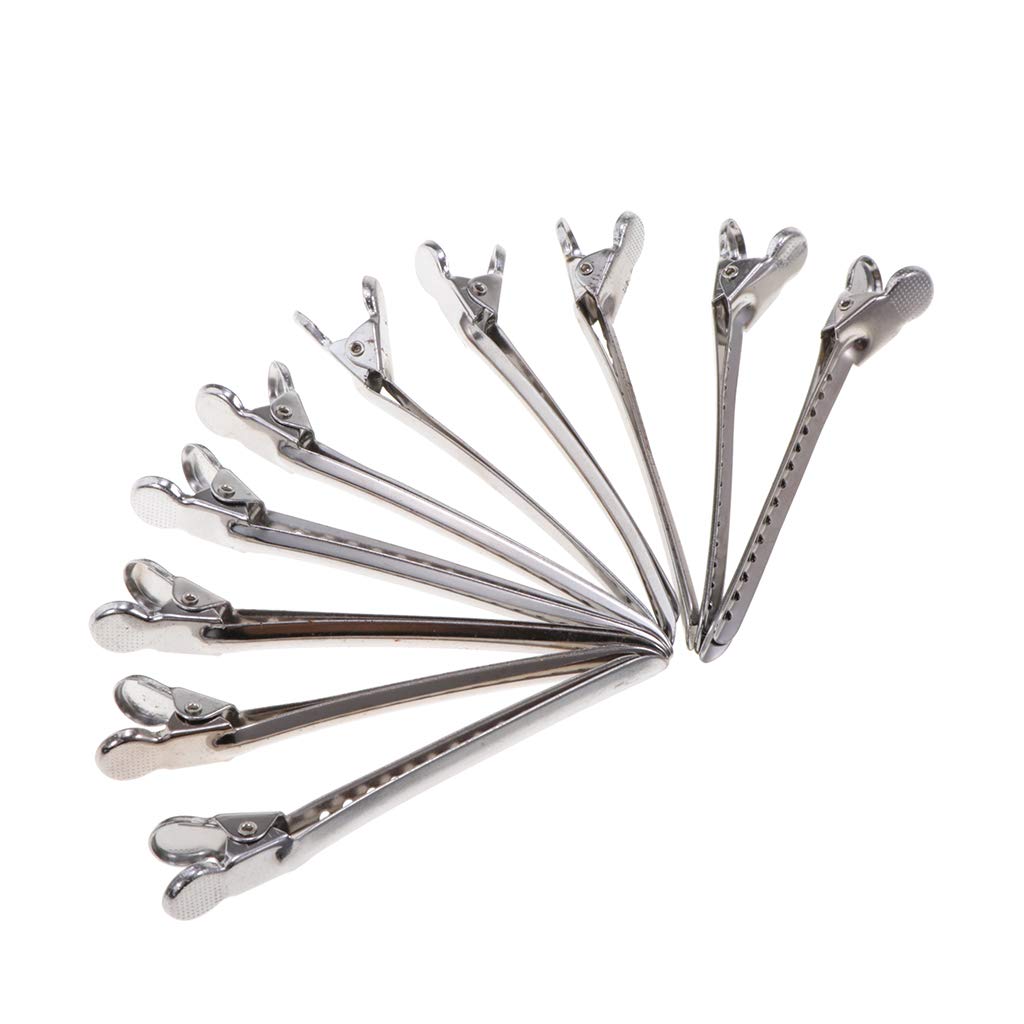 LOSA 10-Pack Metal Hair Sectioning Clips with Strong Spring Grip - Professional Hairdressing Clips for Styling, Cutting & Coloring (Silver) - Perfect for Salon, Home Use & DIY Hairstyling