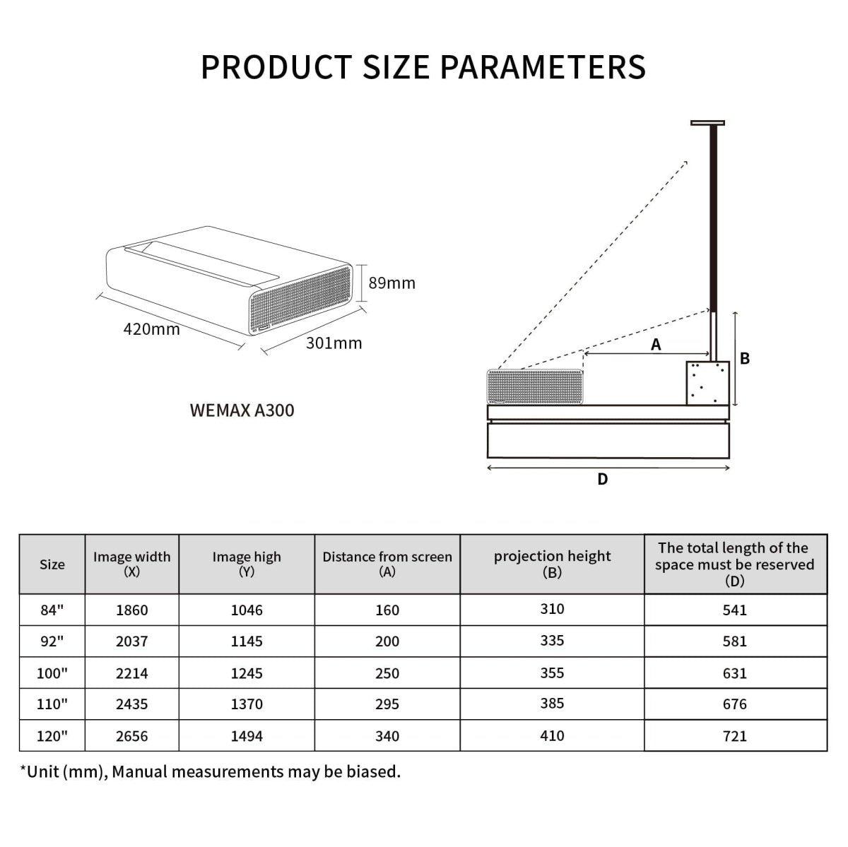 Wemax A300 4K Ultra Short Throw Laser Projector Bundle with VIVIDSTORM S PRO Electric Tension Floor Screen - Home Theater Setup for Movie Nights & Gaming