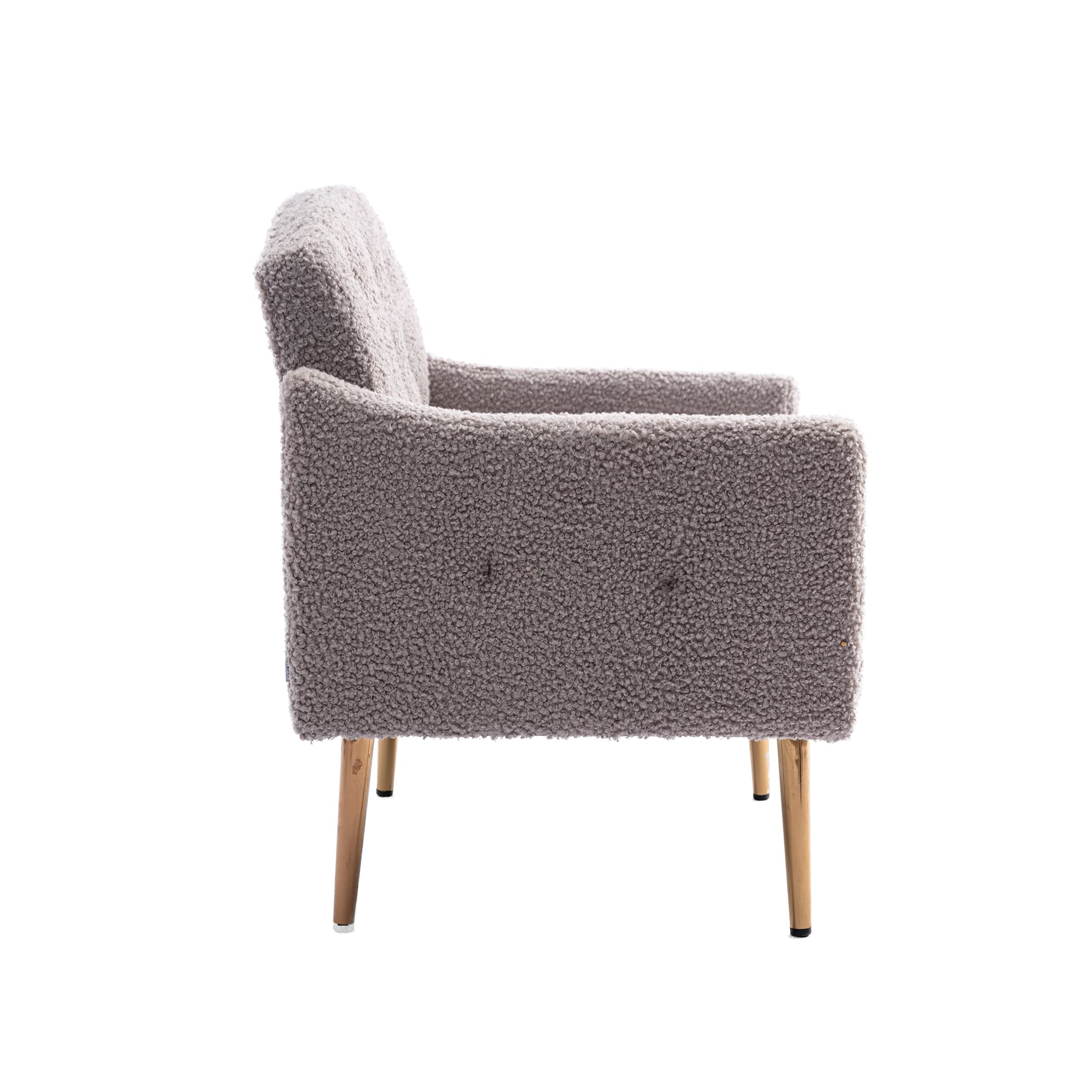 Modern Accent Chair - Upholstered Armchair & Club Lounge Chair for Living Room, Studio, Reading Nook | Teddy Grey Fabric | Cozy Seating for Relaxation & Home Decor
