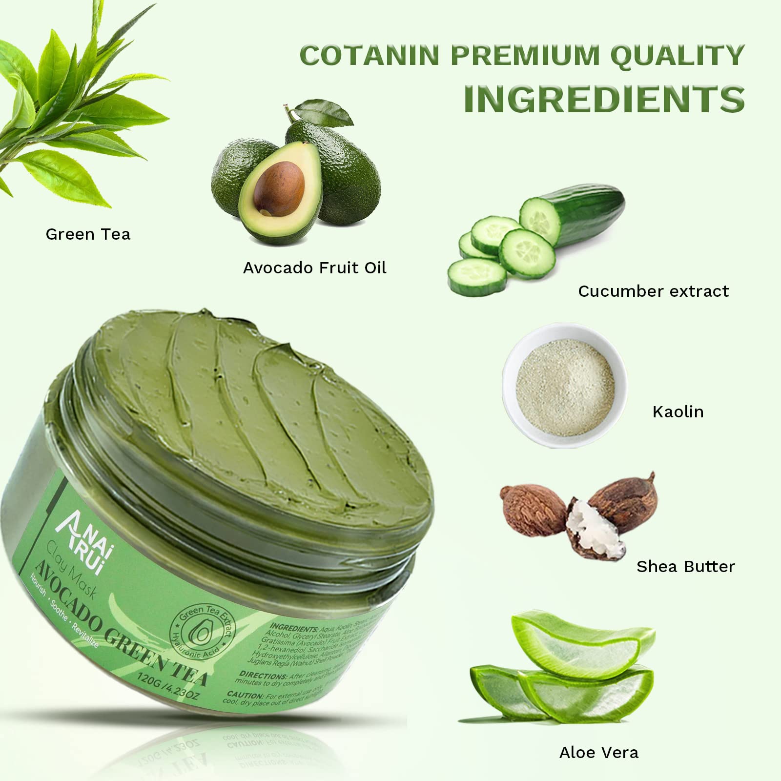 ANAI RUI Clay Mask Set - Pink Clay Mask, Dead Sea Mud Mask & Avocado Mask for Deep Pore Cleansing, Skin Hydration & Brightening | Spa Day at Home, Self-Care Routine, Glowing Skin Treatment