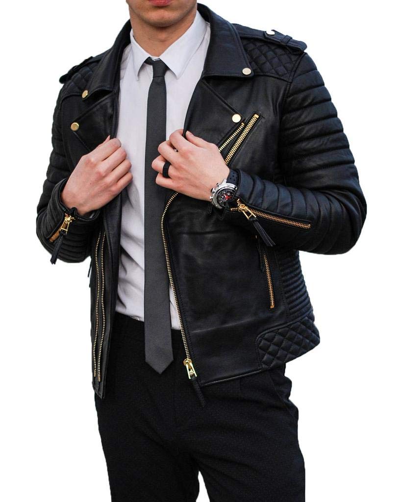 ABILEM Men's Genuine Lambskin Leather Bomber Jacket - Motorcycle Biker Jacket for Men | Stylish Outerwear for Casual Wear & Riding