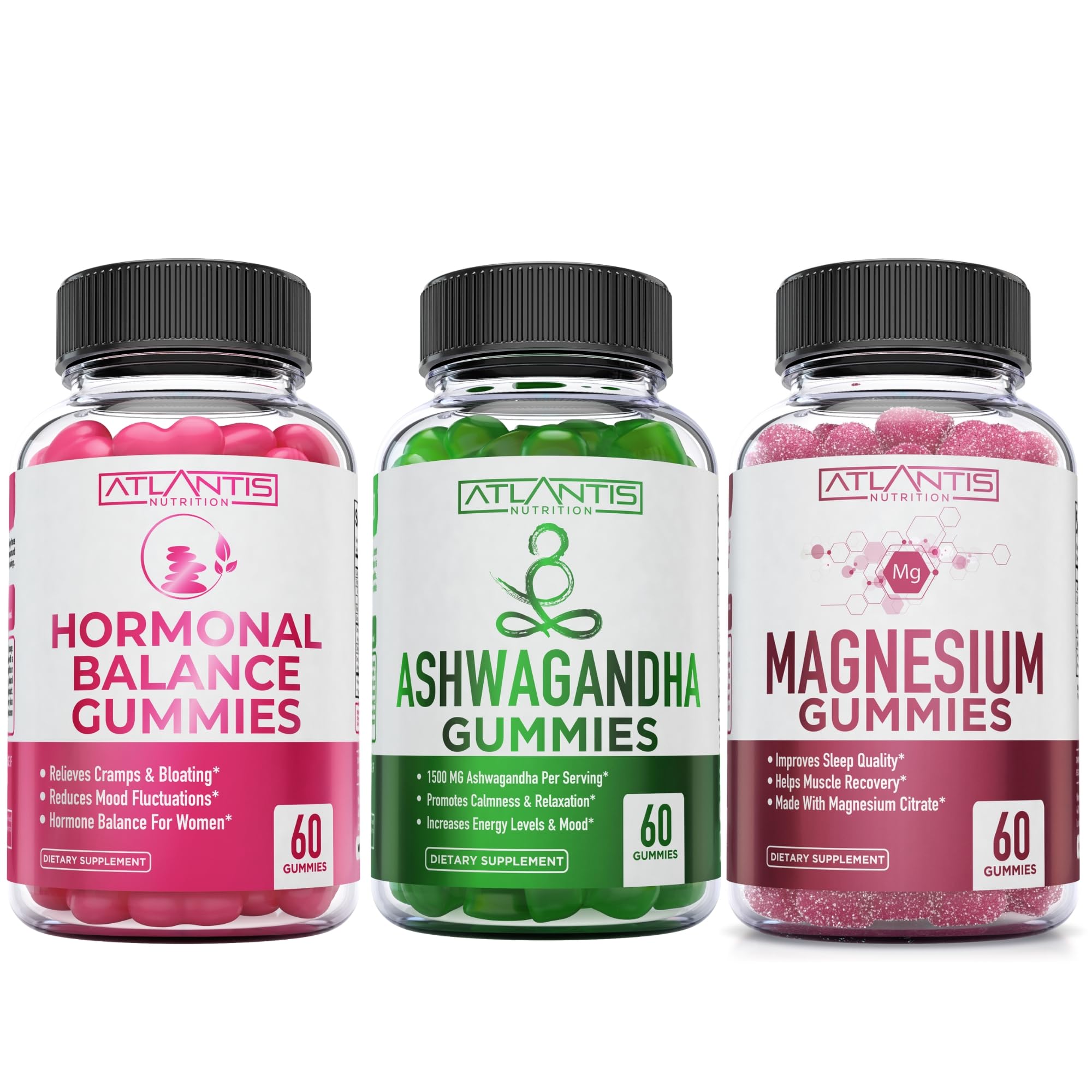 Atlantis Nutrition Hormonal Balance Gummies for Women - PMS Relief with Ashwagandha & Magnesium - Stress Support & Mood Enhancer - Perfect for Daily Wellness & Menstrual Cycle Comfort