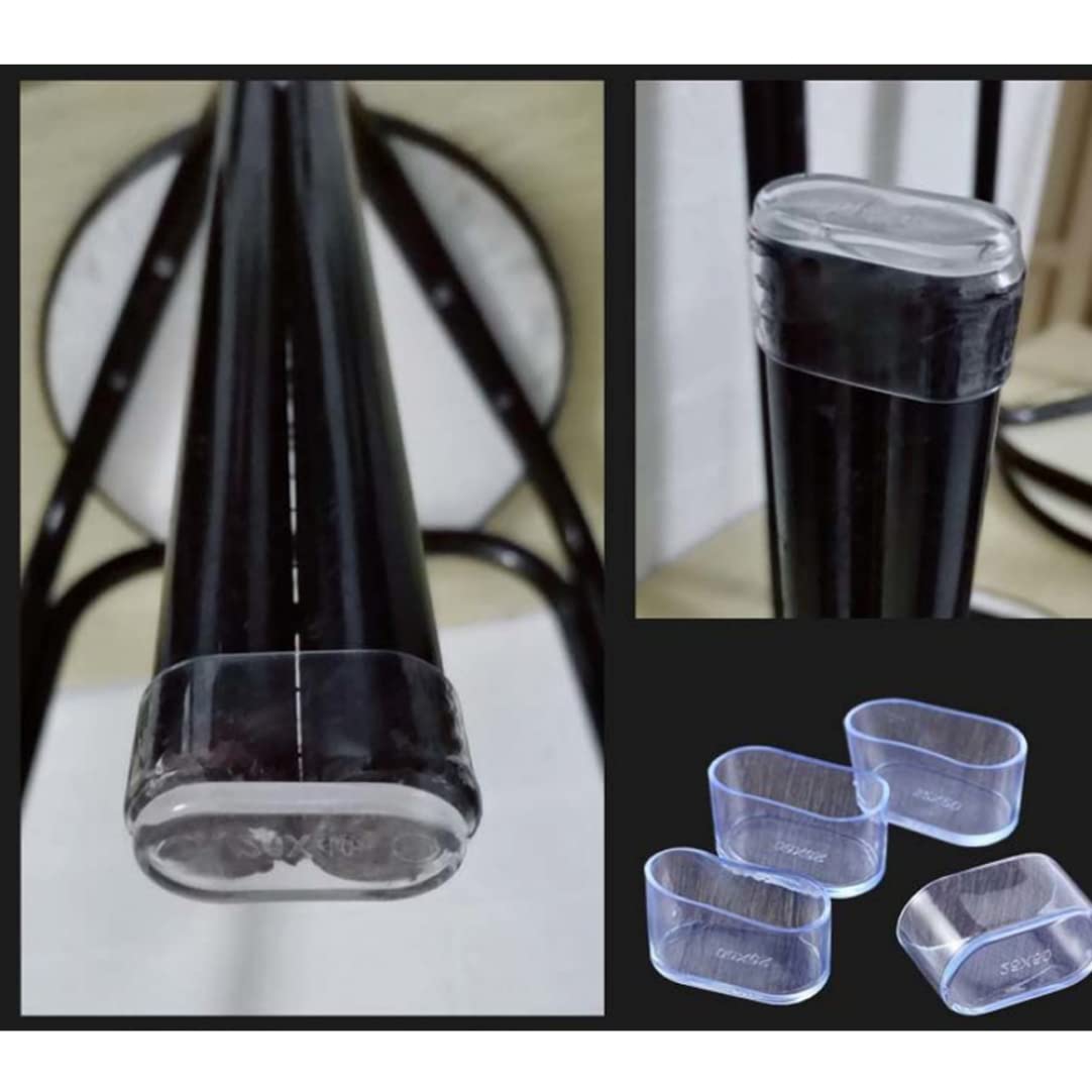 Non-Slip Oval Rubber Furniture Pads 20x40mm - Chair & Table Leg Floor Protectors for Home, Office, Patio - Prevent Scratches & Reduce Noise (Black) | Ideal for Hardwood Floors, Tile & Laminate Surfaces