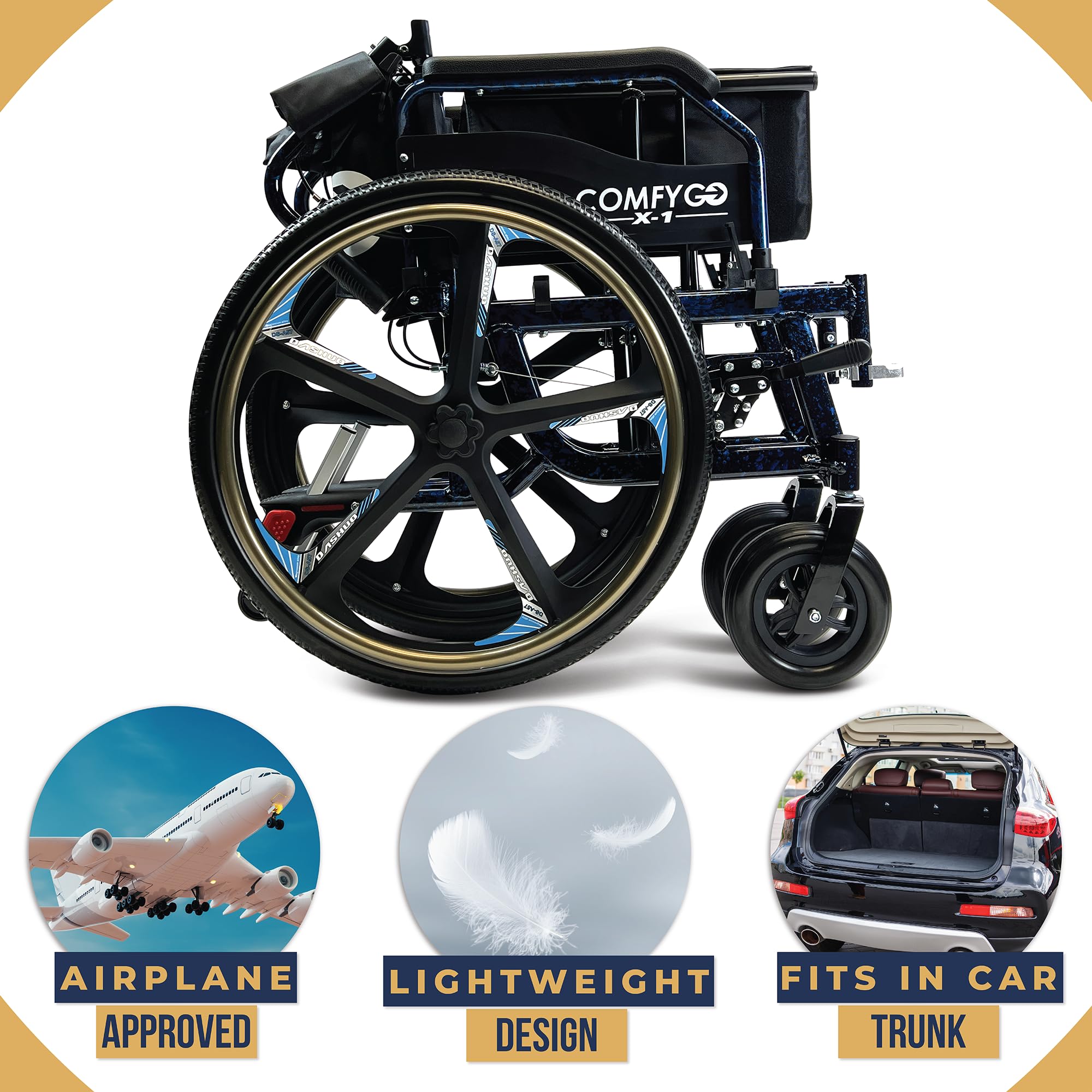 Ultra Lightweight Folding Manual Wheelchair for Adults - 17.5