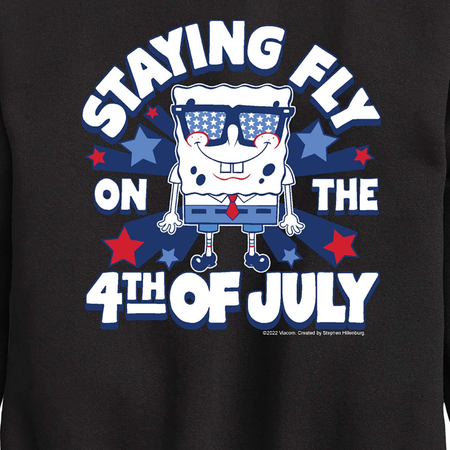 HYBRID APPAREL Spongebob Squarepants 4th of July Fleece Sweatshirt for Toddler & Youth - Soft Crewneck Pullover for Kids Independence Day Celebrations & Casual Wear