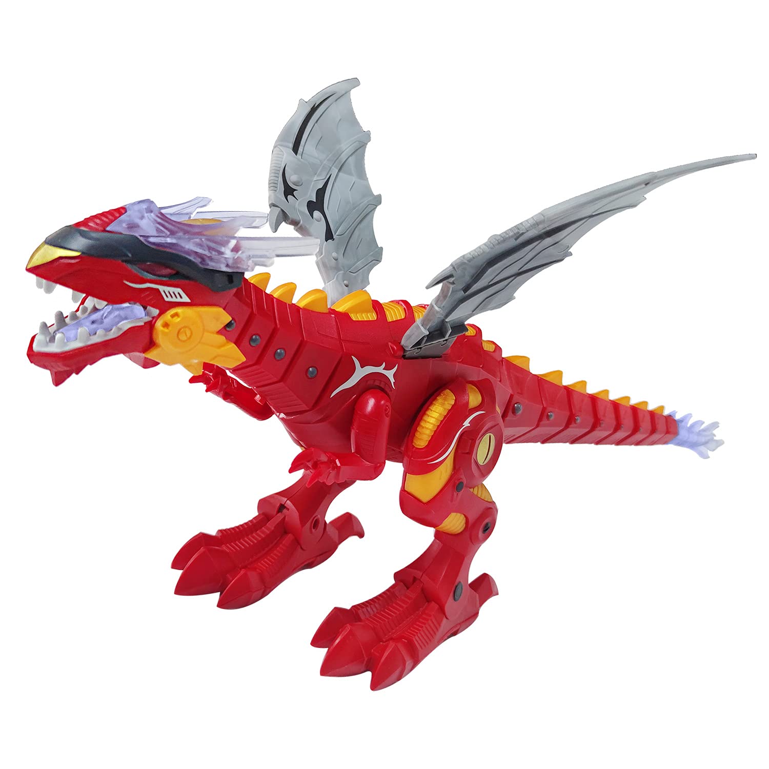 Electronic Walking Dinosaur with Wings - Interactive Mechanical Dinosaur Toy for Kids Ages 3-12 | Light Up, Sound Effects & Realistic Walking Motion - Perfect for Birthday Gifts, STEM Learning & Imaginative Play (ROWJ-02)