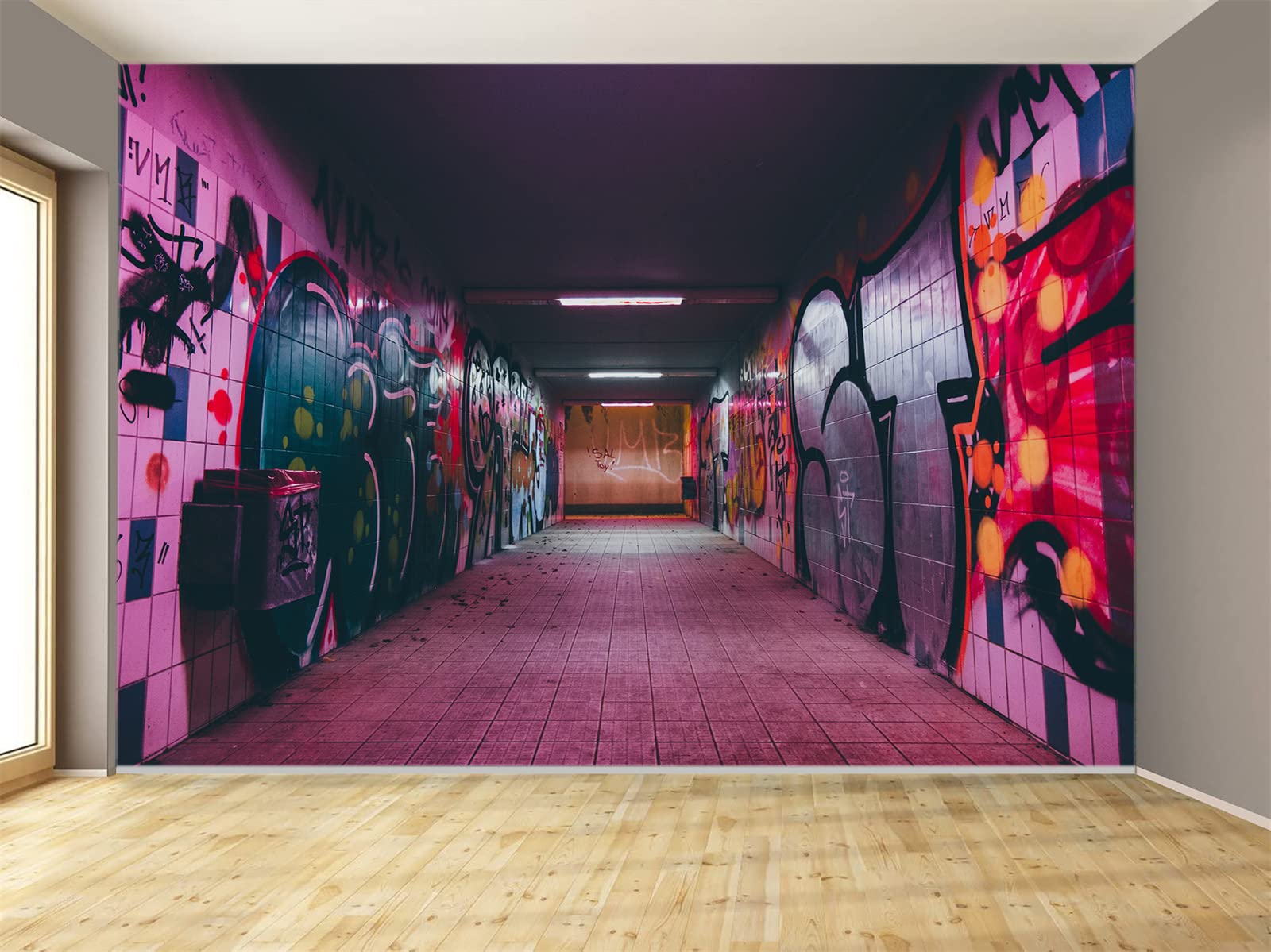 3D Space Extension Corridor Graffiti Wall Mural - Large Removable Wallpaper Sticker for Living Room, Bedroom, Office & Kids Room Decor (170