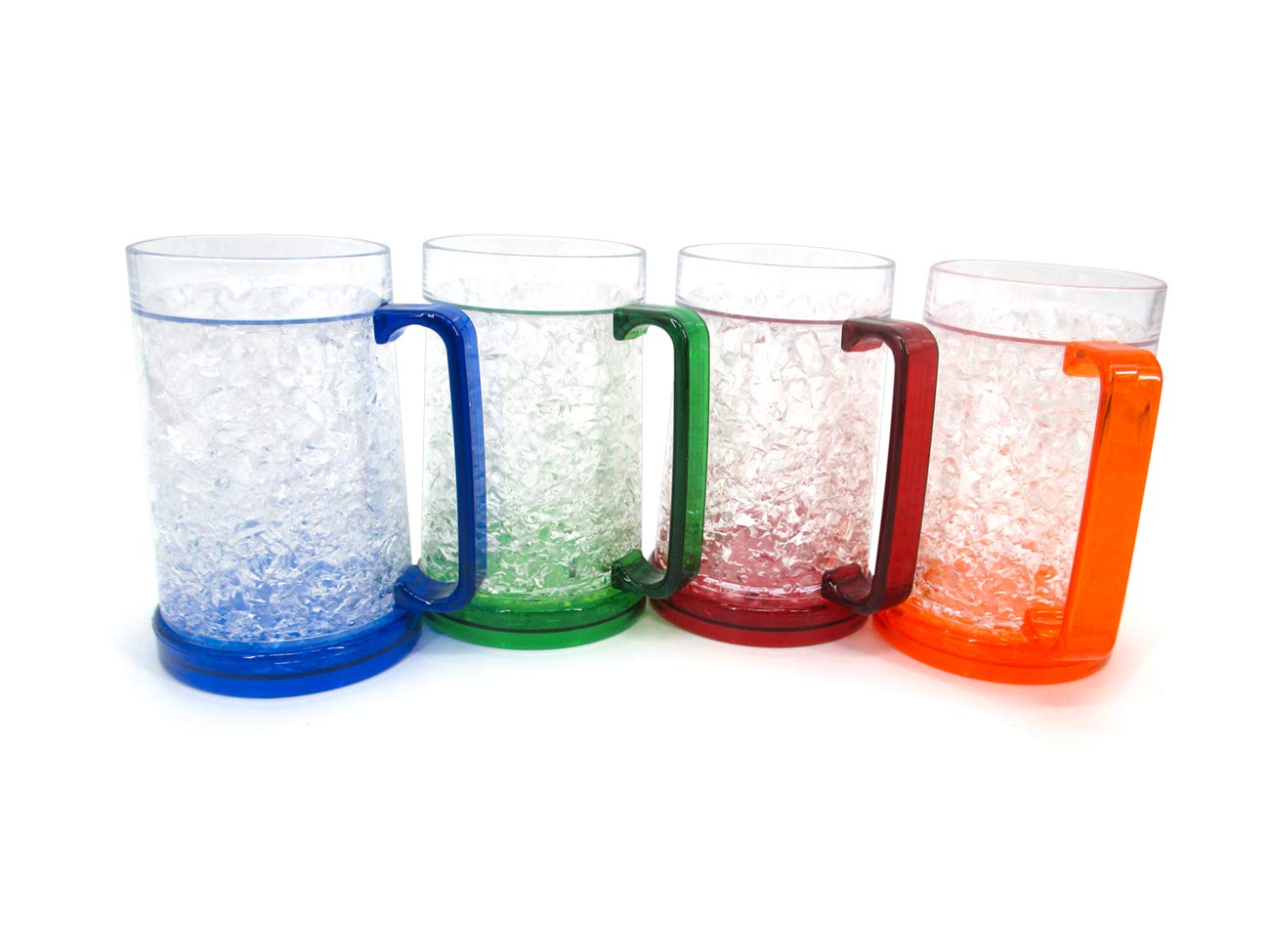 Trademark Innovations 4-Pack Plastic Freezer Beer Mugs with Cooling Gel - Chilled Drinkware for Parties, BBQs & Outdoor Events