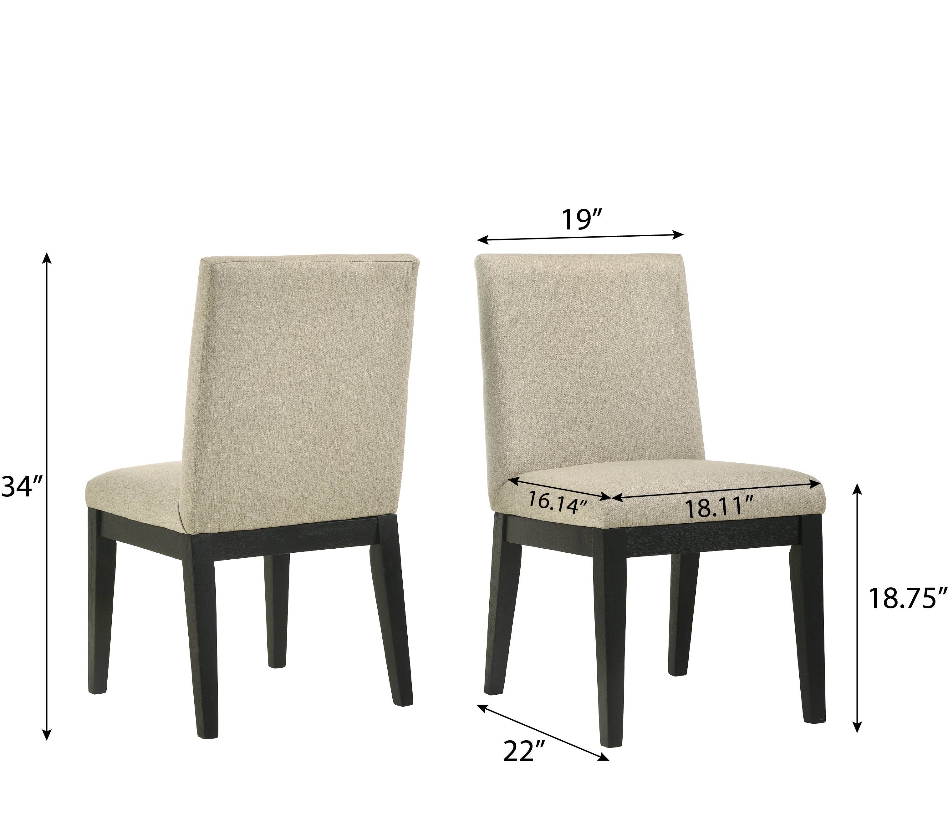 Roundhill Furniture Rocco Contemporary Solid Wood Dining Chairs, Beige, Set of 2 - Modern Kitchen & Dining Room Seating for Home & Restaurant Use