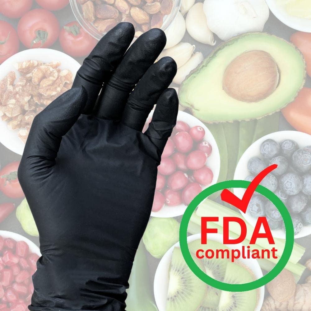 Premium Black Nitrile Gloves - Latex-Free, Powder-Free, 4 Mil Thick, Large Size (2000 Pack) - Ideal for Medical, Food Handling, Cleaning & Tattoo Use