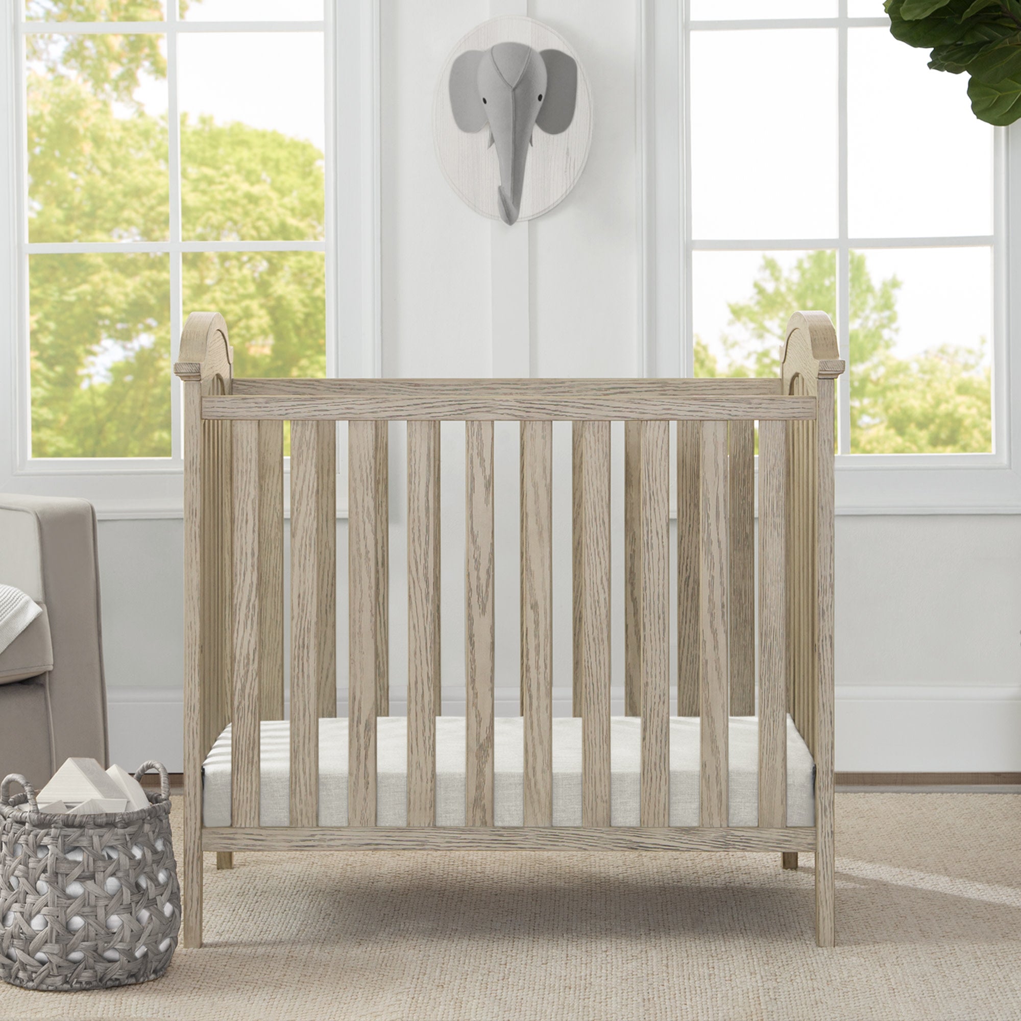 Farmhouse Style Mini Baby Crib with 2.75 Inch Mattress - Portable Nursery Bed for Newborns & Toddlers - Perfect for Small Spaces, Travel & Co-Sleeping