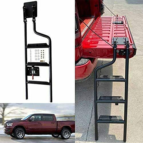 Universal Foldable Tailgate Ladder for Dodge RAM 3500 (2003-2022) - Heavy Duty Black Truck Rear Door Step | Perfect for Camping, Hunting & Off-Road Adventures