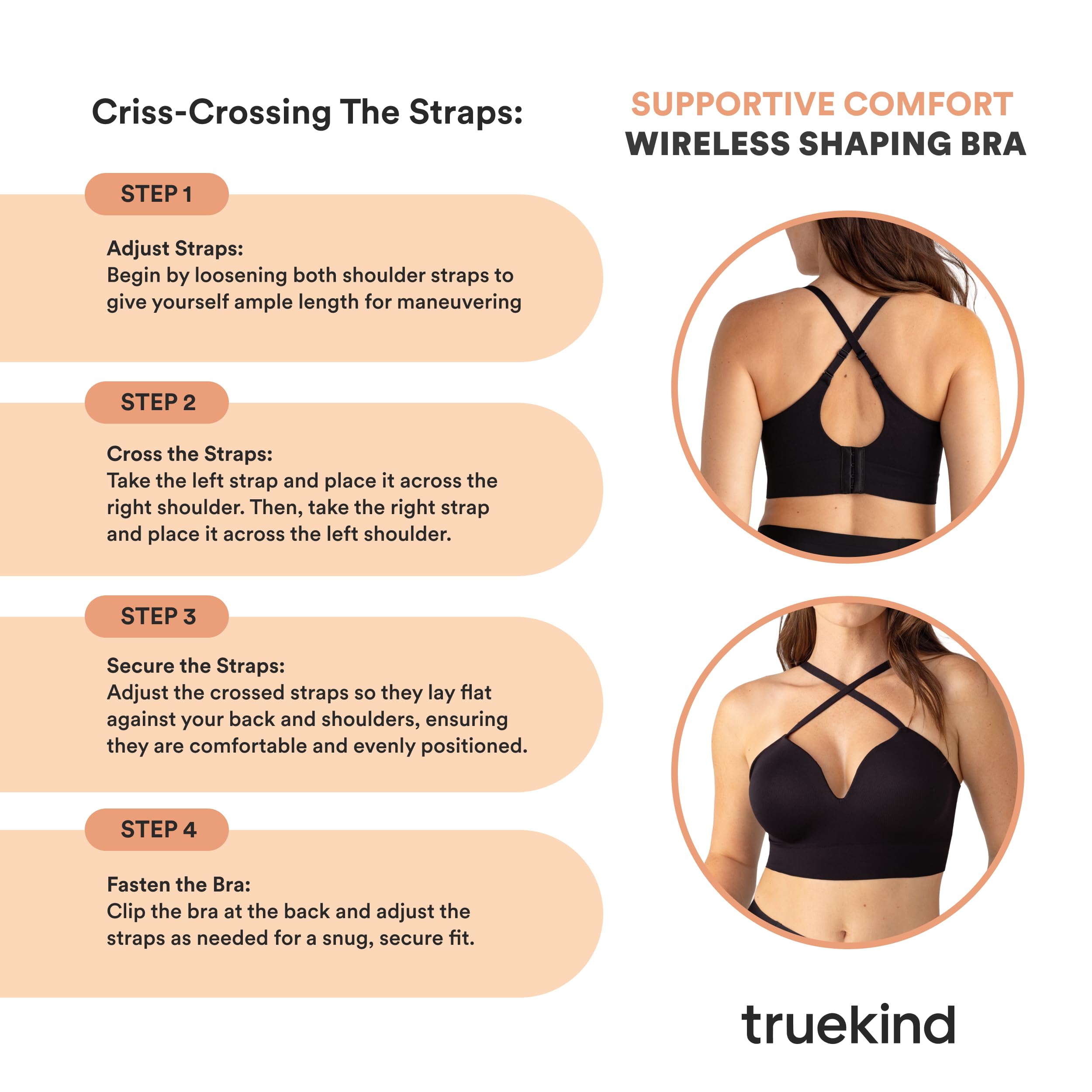 Truekind Wireless Bras for Women - No Underwire, Seamless Comfort, Plus Size Adjustable Bralette - Perfect for Yoga, Lounge & Everyday Wear