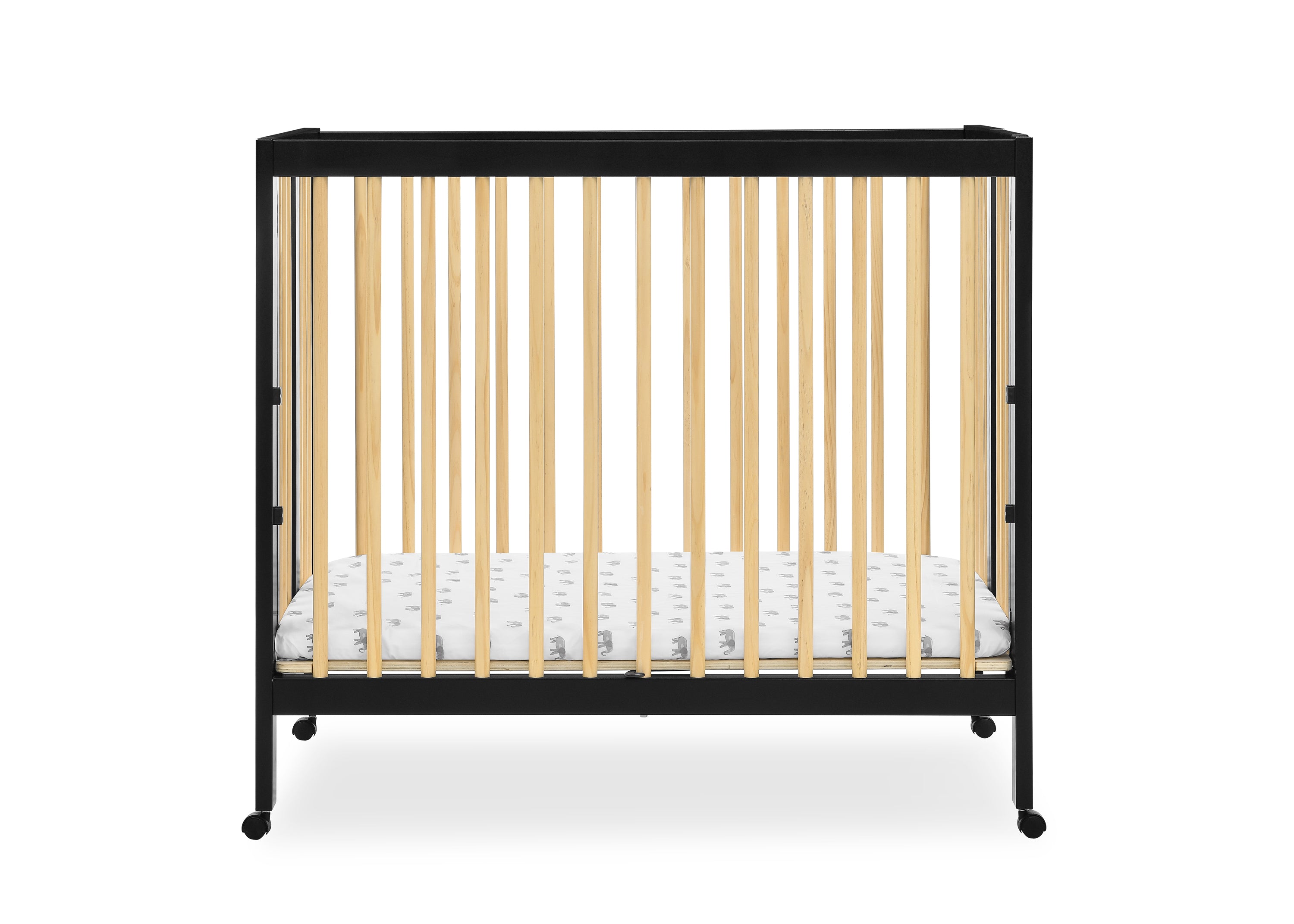 Portable Folding Mini Crib with 1.5 Inch Mattress - Lightweight Travel Baby Bed for Nursery, Daycare & On-The-Go Parenting