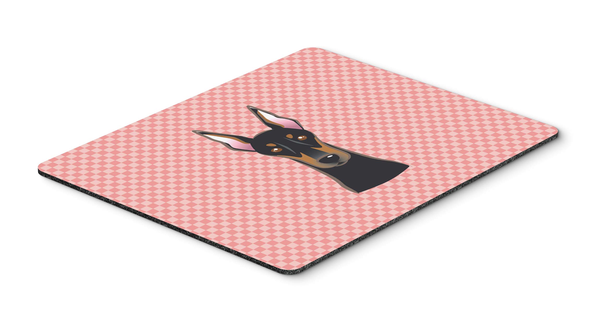 Checkerboard Pink Doberman Mouse Pad & Hot Pad - Large Washable Non-Slip Desk Mat for Home Office, Gaming, Computer & Laptop Use - Perfect Work & Study Accessory