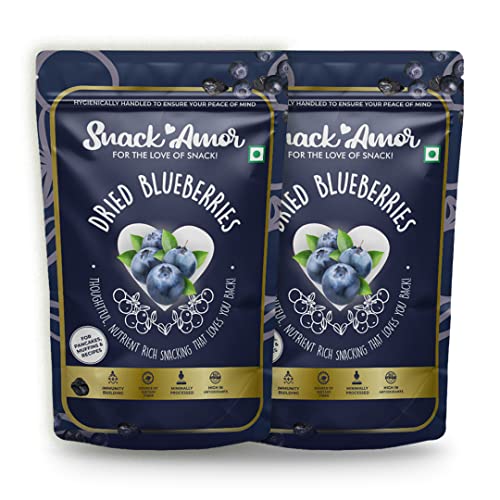 Organic Dried Blueberries Non-GMO | High in Antioxidants | Healthy Superfood Snacks for Salads, Yogurt & Baking | Ready to Eat Vegan Diet Snack (2-Pack) | Perfect for On-the-Go, Office & Kids Lunch Boxes