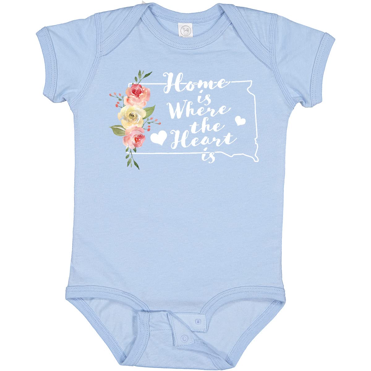 Inktastic South Dakota Home Is Where the Heart Is Watercolor Baby Bodysuit - Soft Cotton Infant Onesie for Newborns & Toddlers, Perfect for Family Photos & Everyday Wear