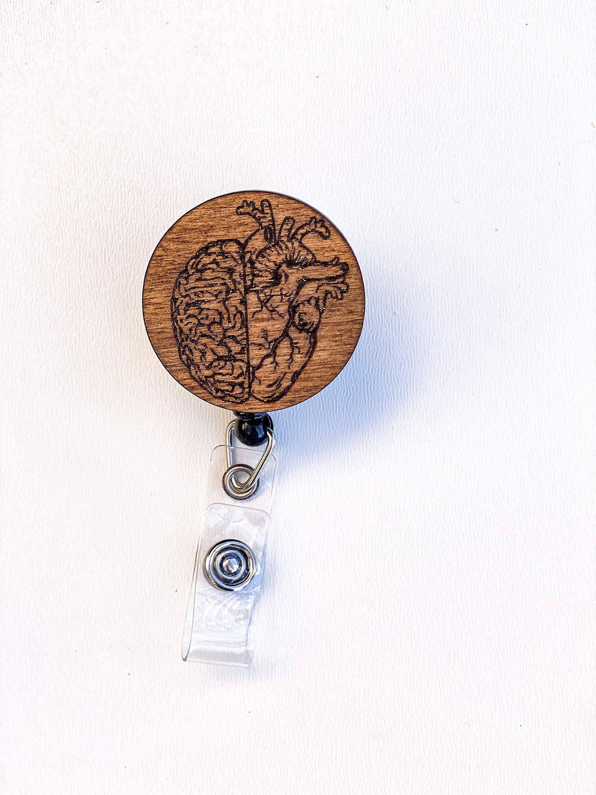 Retractable Badge Reel for Nurses & Nursing Students - Funny Anatomical Brain & Heart Design - Perfect Nurse Appreciation Gift for Work, School & Clinicals