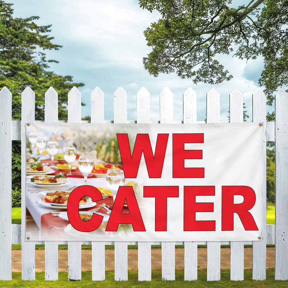Durable Vinyl Banner - Multiple Sizes (60x144 Inches) for Restaurants, Food Trucks & Outdoor Events - Weatherproof with 10 Grommets - Perfect for Business Signs, Yard Sales & Industrial Use