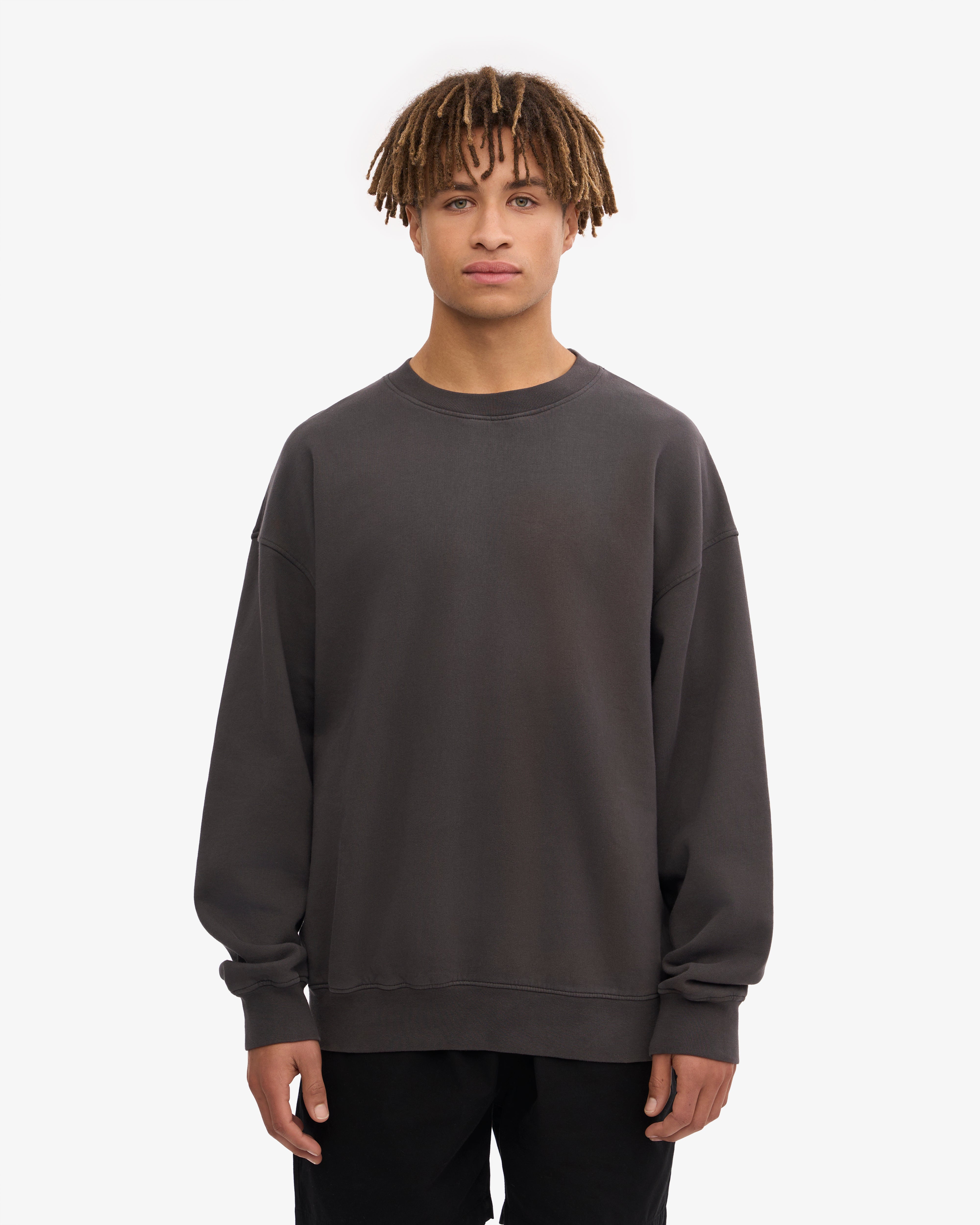 Organic Oversized Crewneck Sweatshirt for Women - Soft & Comfortable Lava Grey Pullover - Perfect for Casual Wear, Lounge & Outdoor Activities