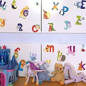 ABC Alphabet Stickers - Animal Themed Wall Decals for Kids Room & Classroom Decor - Reusable Letter Stickers with Free Gift - Perfect for Nursery, Playroom & Learning Spaces