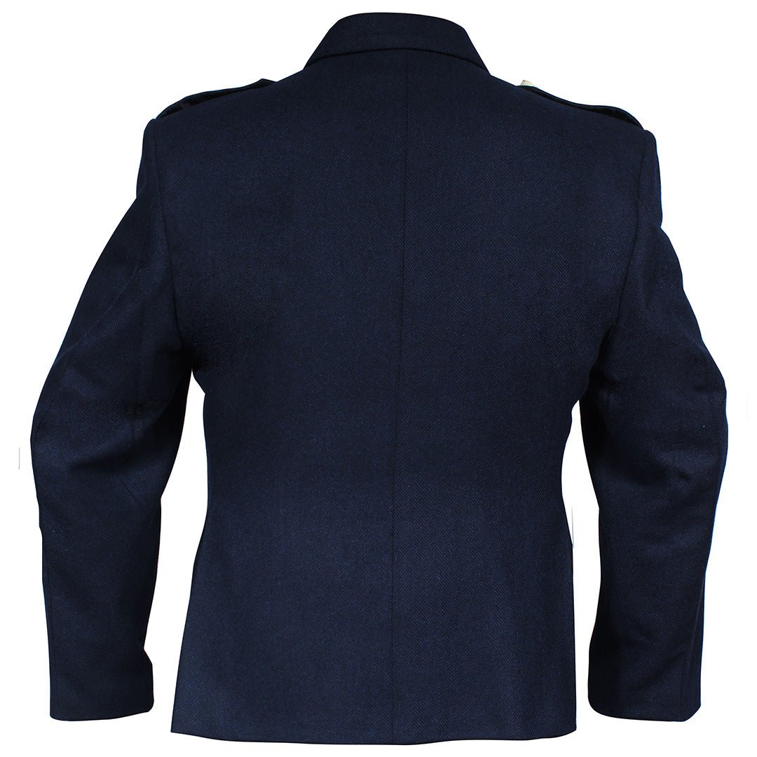 Argyll Jacket Blue Tweed Wool Fabric with 5-Button Vest - Prince Charlie Style Cuffs | Premium Scottish Formal Wear for Weddings, Parties & Special Occasions