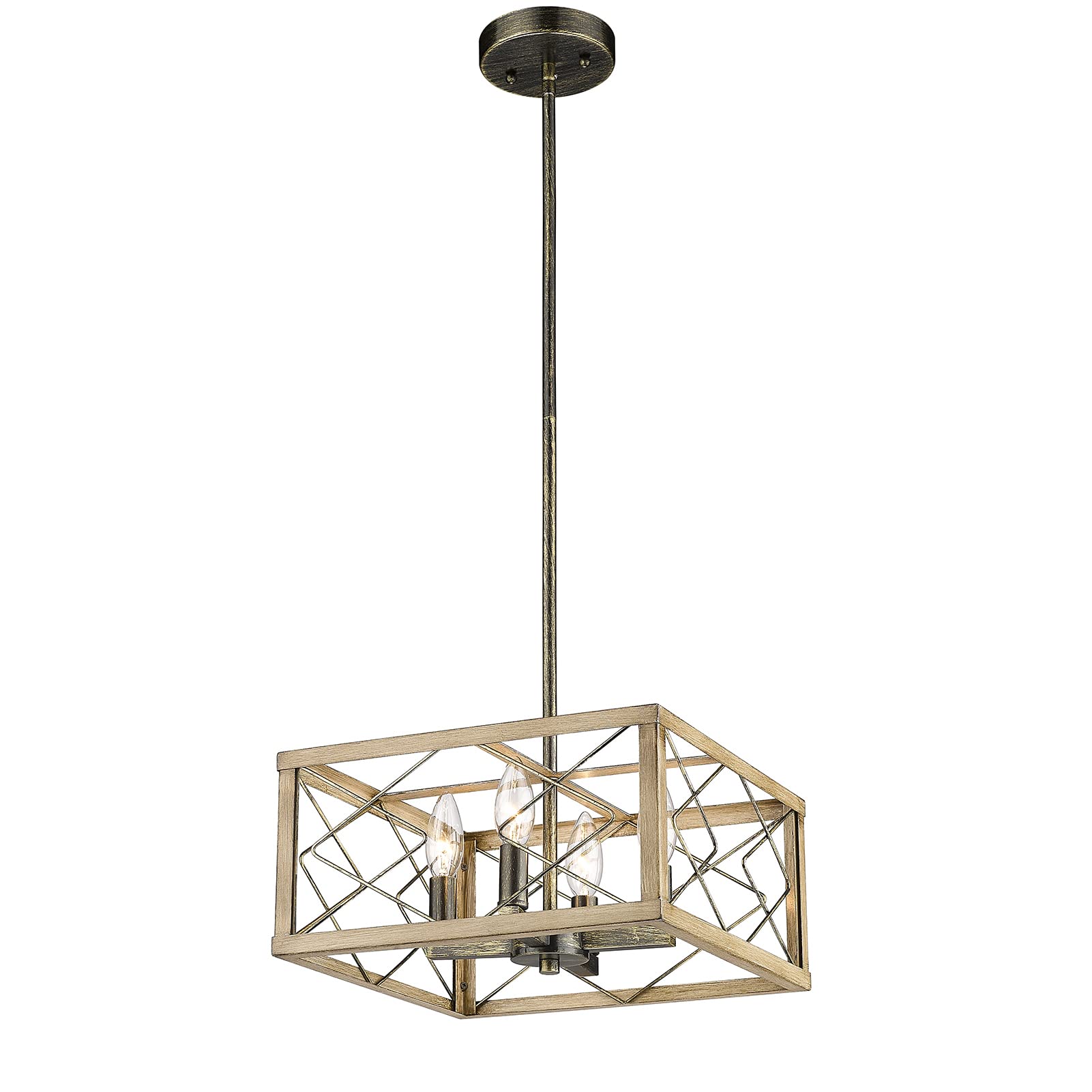 Vintage Farmhouse Kitchen Island Pendant Lights - 4-Light E12 Chandelier Fixture for Kitchen Island, Dining Room & Breakfast Nook - Rustic Industrial Lighting for Modern Farmhouse Decor