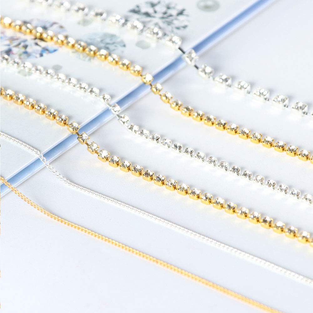 4 Packs 24PCS Gold & Silver Metal Punk Nail Art Chains Charms - 3D Nail Ornaments for Women DIY Manicure Decorations | Perfect for Punk, Gothic, and Party Nail Designs