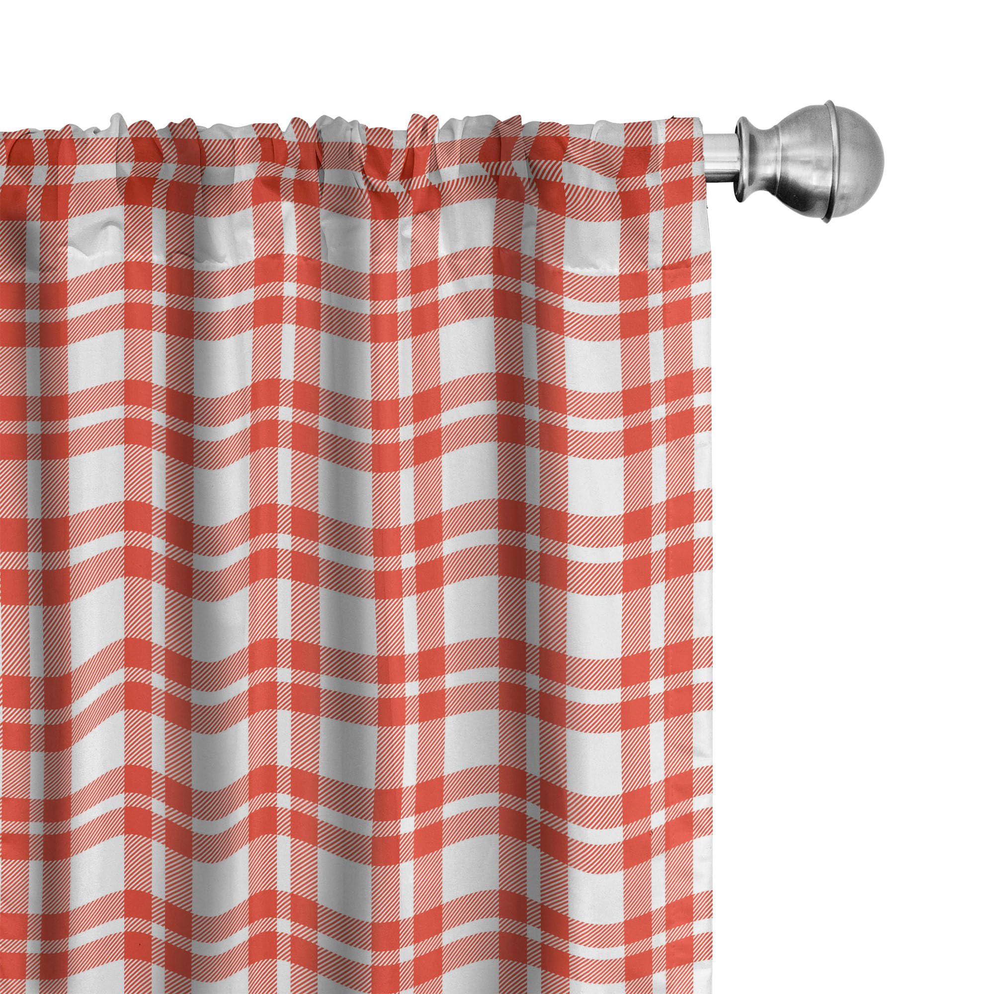 Ambesonne Plaid Curtains - Checkered Country Picnic Pattern with Repeating Squares & Stripes, Modern Window Treatments (2 Panels, 28
