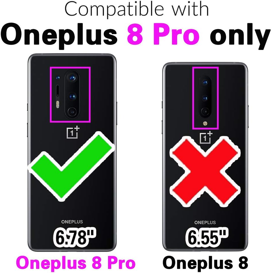 OnePlus 8 Pro 5G Wallet Case with Card Holder & Tempered Glass Screen Protector - Slim Protective Cover for Daily Use, Travel & Business
