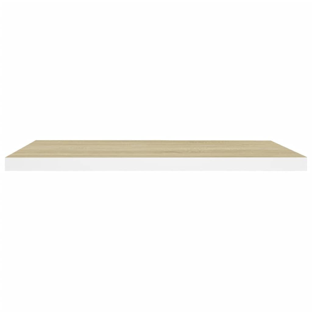 CHARMMA Floating Wall Shelves Set of 2 - Natural Oak & White MDF - 31.5