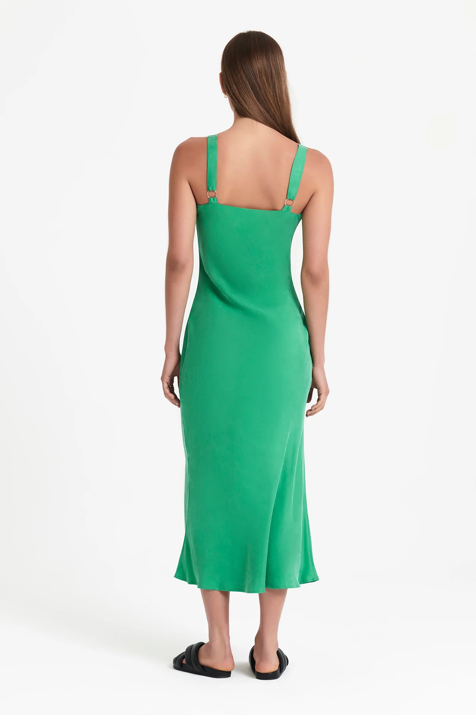 Arianne Cupro Slip Dress in Jade Green - Elegant Satin Nightgown for Women, Perfect for Wedding, Party & Special Occasions