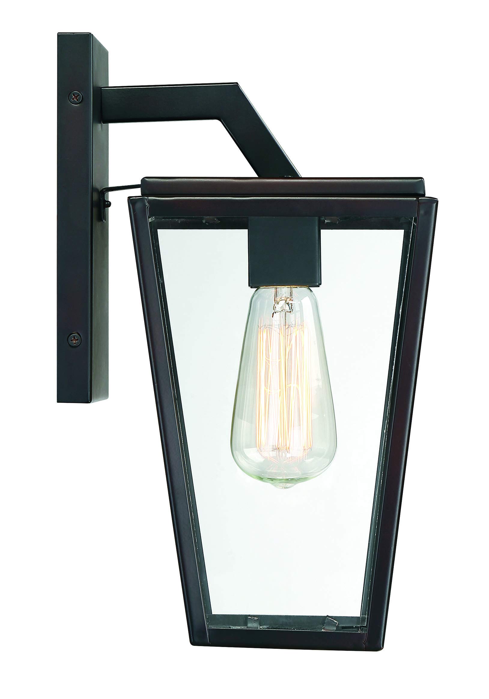 Savoy House Milton Modern Clear Glass Outdoor Wall Lantern - 1-Light 60W, English Bronze Finish, 13