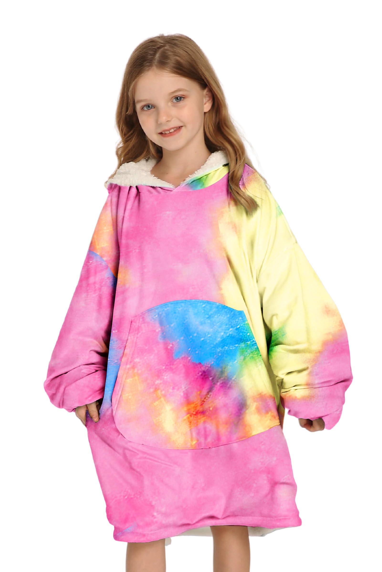 Adisputent Kids Blanket Hoodie - Oversized Snuggle Fluffy Fleece Sweatshirt with Giant Pocket | Soft Warm Sherpa Wearable Blanket for Teens, Girls & Boys | Perfect for Lounging, Movie Nights & Sleepovers