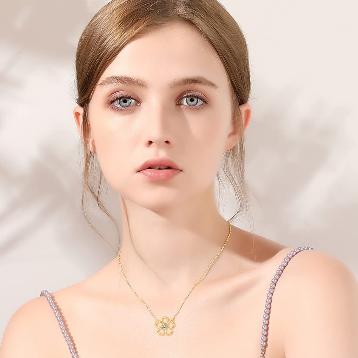14K Solid Gold Flower Pendant Necklace for Women - Elegant Floral Jewelry Gift for Wife, Mother, Girlfriend - Perfect for Birthday, Anniversary, Mother's Day & Special Occasions