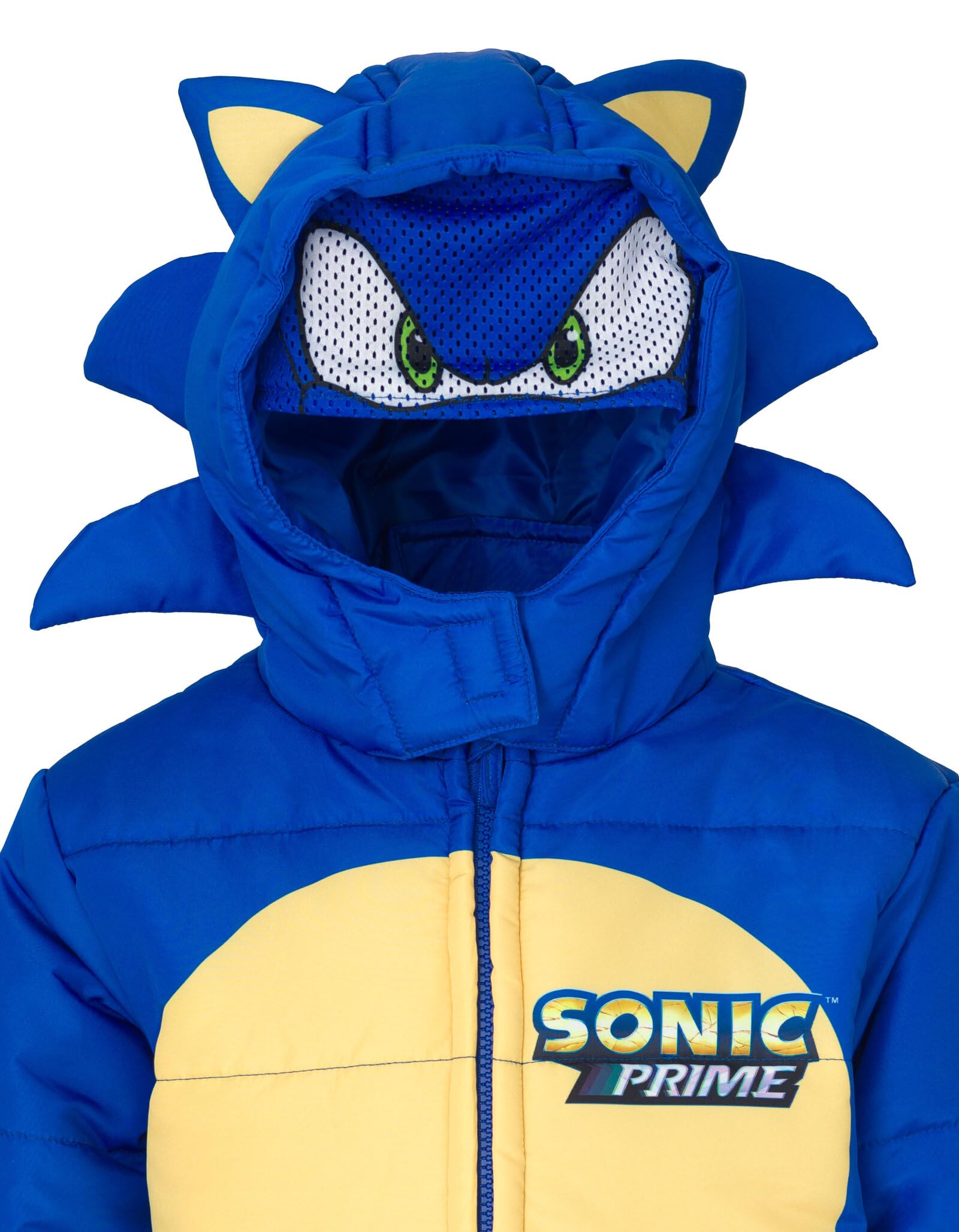 SEGA Sonic the Hedgehog Puffer Jacket for Kids - Warm Zip Up Hooded Winter Coat for Boys & Girls (Sizes 4-16) - Perfect for School, Outdoor Play & Cold Weather Adventures